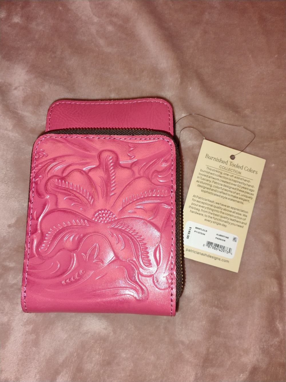 Patricia Nash Albertine Embossed Leather Phone Wallet Crossbody